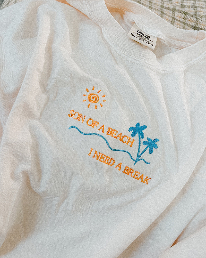 Punny Beach Embroidered Lux Tee